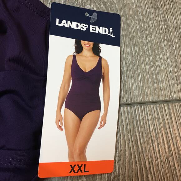 Lands' End Women's Dark Purple One Piece Swimsuit size XXL NWT - Picture 3 of 10
